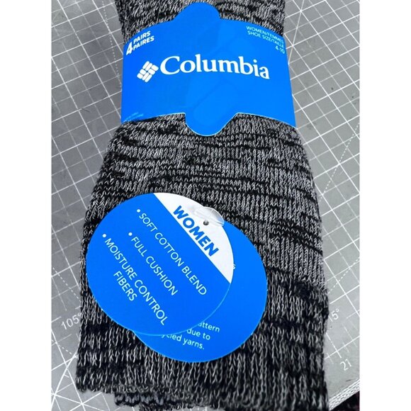 Women's Columbia Crew Socks 4-11 NEW 4-pack Black/Black Outdoor/Hiking ~~ - Picture 6 of 6